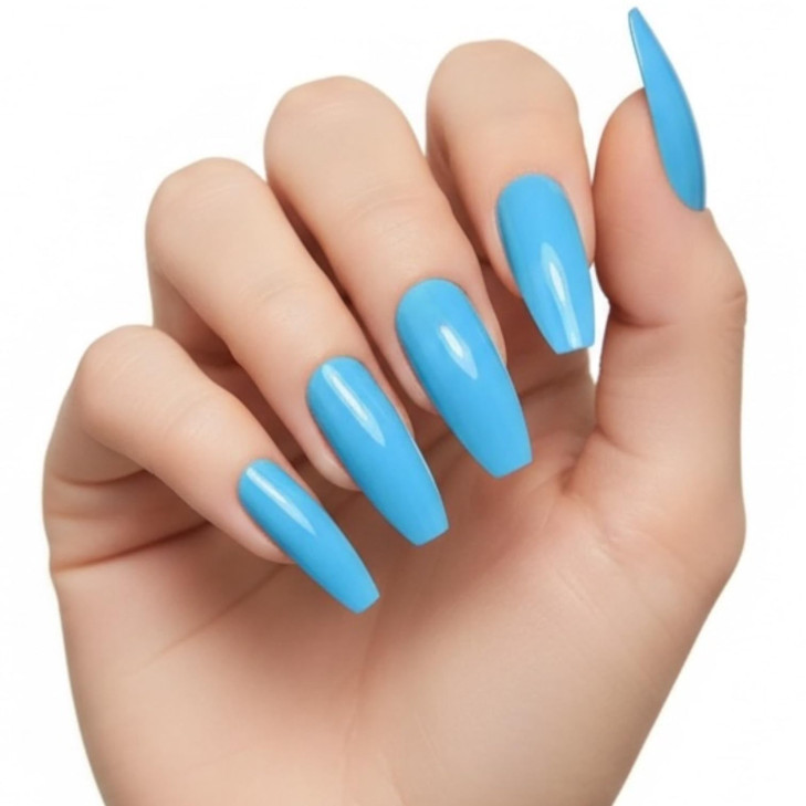 EDA LUXURY BEAUTY BLUE GLAMOROUS DESIGN Full Cover Press On Gel Glitter Artificial Nail Tips Shiny Acrylic Extreme False