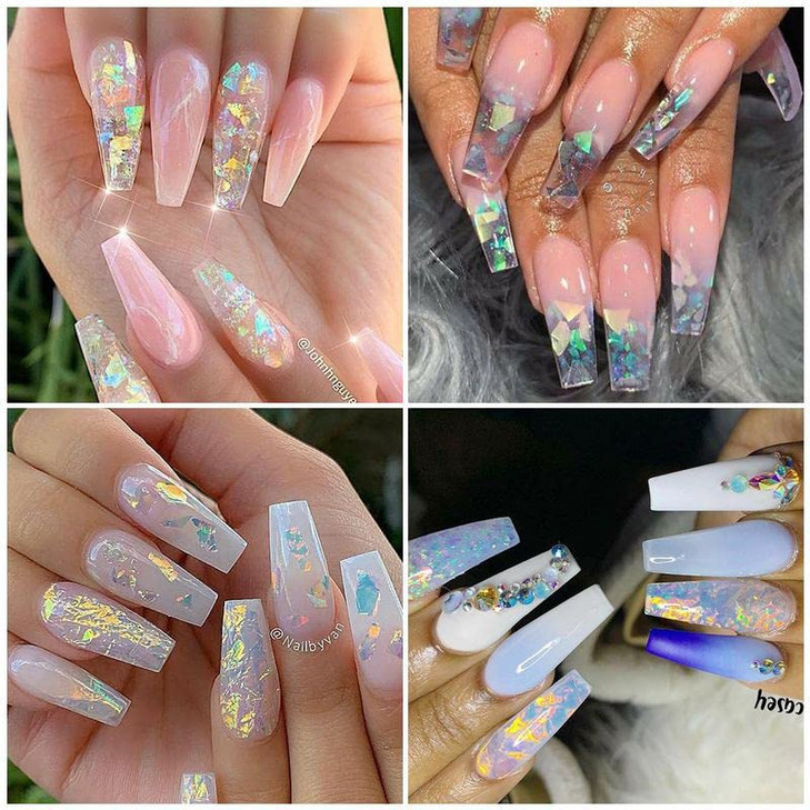 Nail Art Glitter Sequins Irregular Fragments Cellophane Illusion Fragments Polarized Powder Nail Glitter Holographic Des