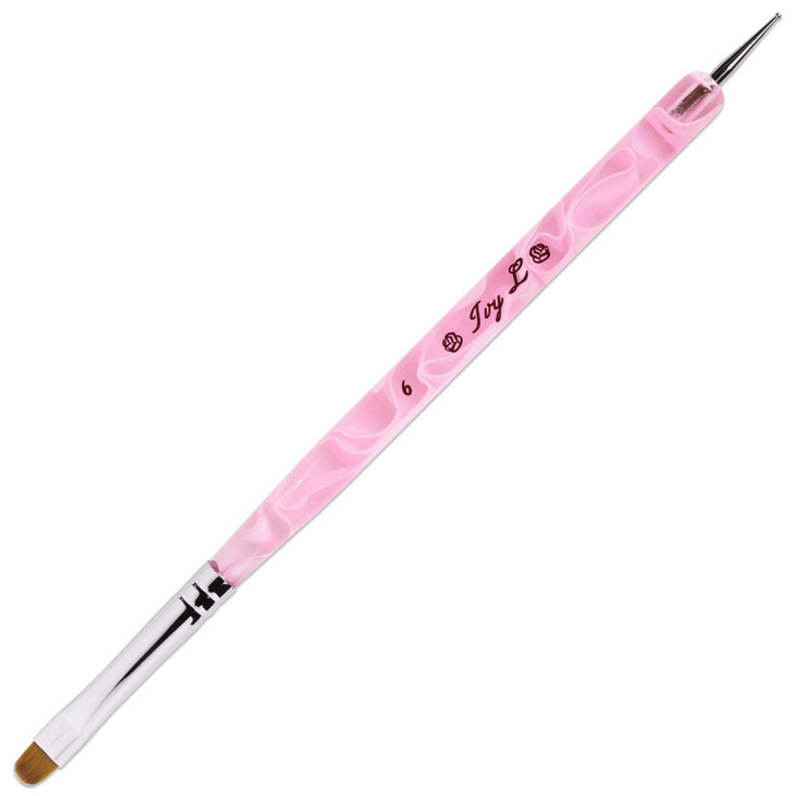 Ivy L Premium 2 Way French Gel Acrylic Nail Art Kolinsky Brush with Dotting Tool for Professional Manicure Cuticle Clean