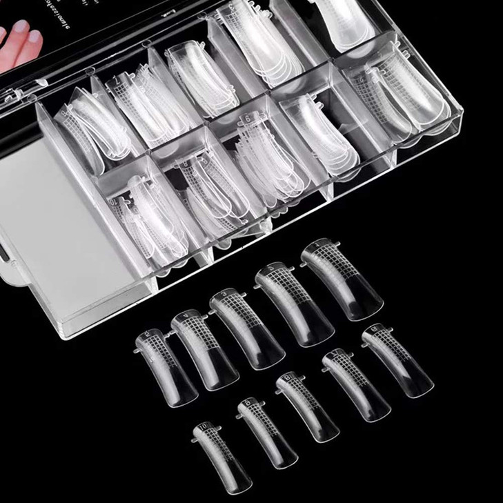 Beuniar Nail Extension Form Tips Clear 100pcs Poly Gel Acrylic Nails Mold Artificial Dual Forms System UV Gel DIY Polish
