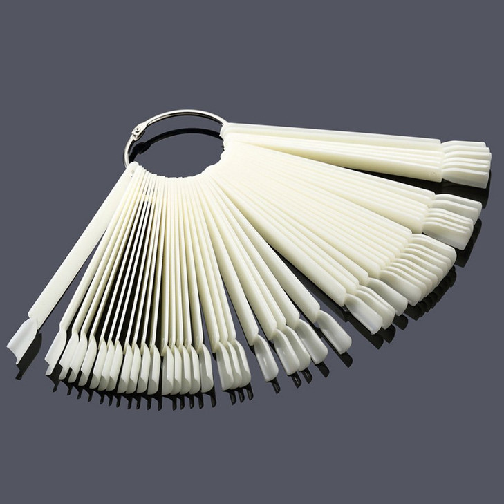 2 Set100 Tips Fanshaped Nail Art Display Sticks Nail Polish Color Sample Sticks Display Polish Board Practice Tool with
