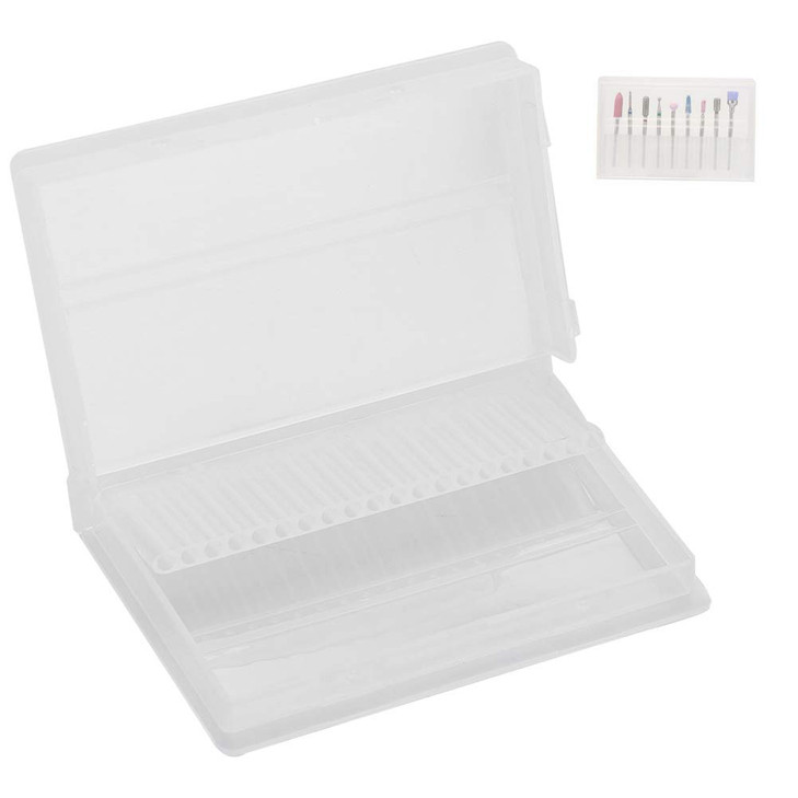 Nail Drill Bit Case 20 Slots Nail Drill Bit Case Holder Manicure Tool Organizer Displayer Stand Nail File Bit Case Holde