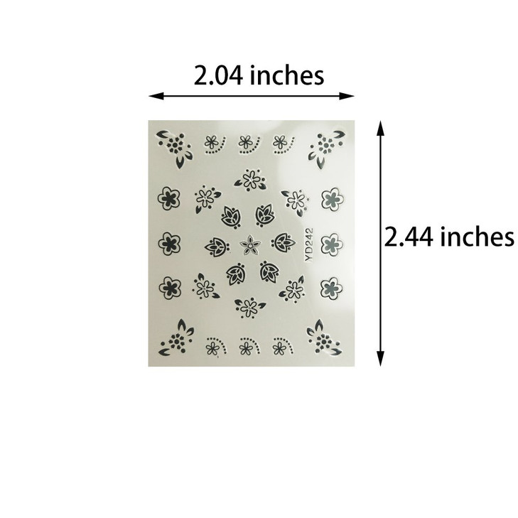 4500 Pieces Flowers Nail Stickers Kit 90 Sheets 3D Mini Nail Art Stickers Black White Colorful Various Patterns Flower D