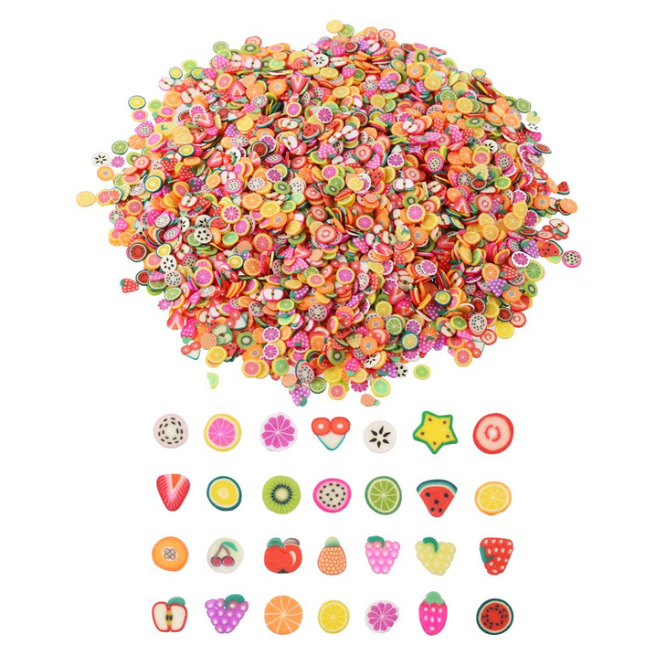 DECORA 14 Inch 3200 Pieces Mini 3D Fruit Slices for Slime Crafts Nail Art and Face Decoration