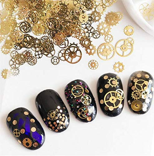 DNHCLL Ultrathin 3D Punk Time Gears Nail Studs Nail Art Decorations Alloy Manicure Decoration12 WheelApprox100 Count