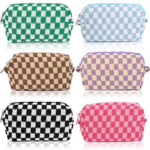 SOIDRAM 2 Pieces Makeup Bag Pouch Checkered Cosmetic Bag Pink Green, Travel Toiletry Bag Organizer Cute Makeup Brushes Storage Bag for Women online at globaldelivered