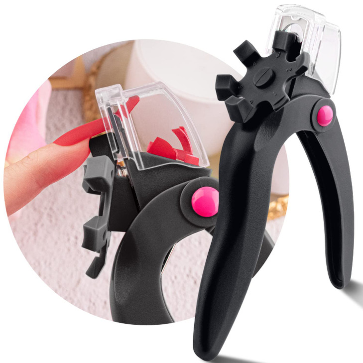 Belleboost Adjustable Acrylic Nail Clippers with Sizer Catcher and Length Measurement Black Professional Dial Stainless