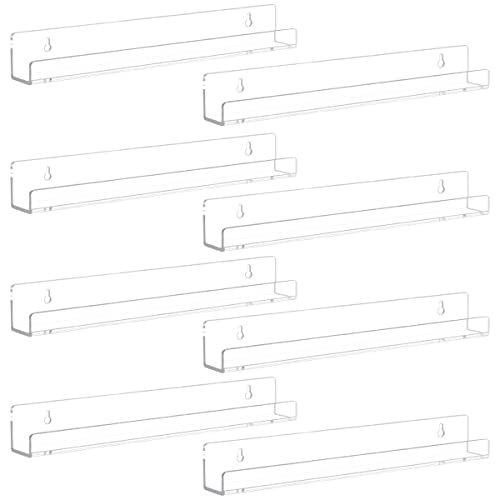 Cerpourt 8 Pack Wall Mounted ShelfClear Acrylic Nail Polish Organizer Display Wall Rack Nail Supplies for Nail Techs