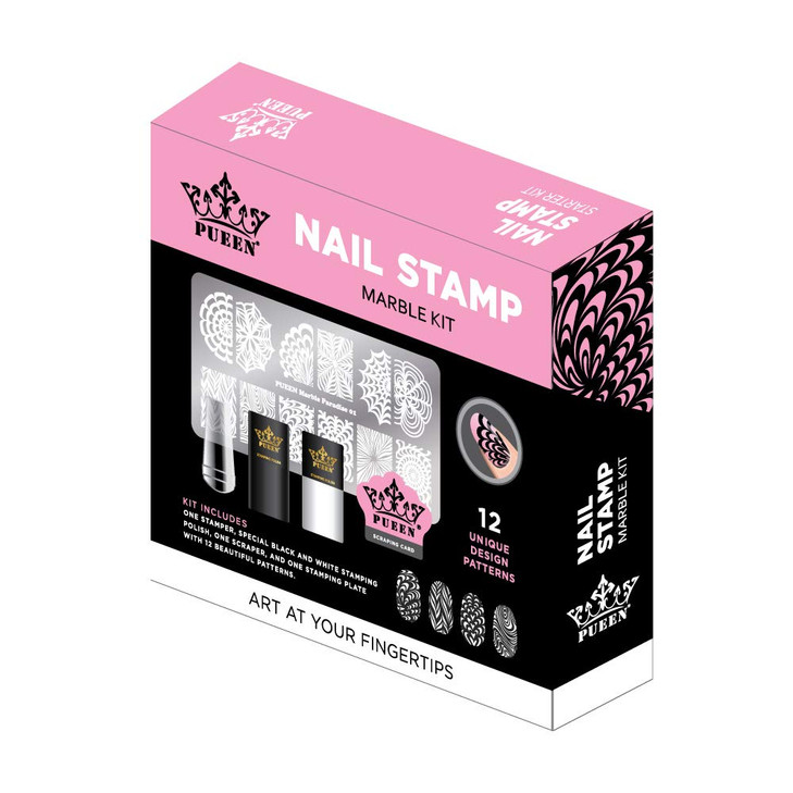 PUEEN Nail Art Stamping Marble Kit DIY Nailart Stamping Polish Stamper Scraper Image Plate Manicure Accessories Tools Gi