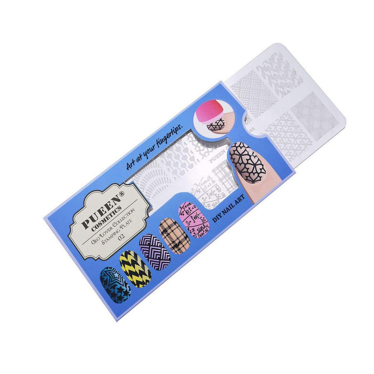 PUEEN Nail Art Stamping Plate Geo Lover 02125x65mm Unique Nailart Polish Stamping Manicure Image Plates Accessories Kit