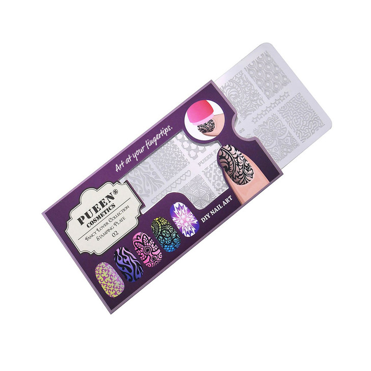 PUEEN Nail Art Stamping Plate Fancy Lover 02125x65mm Unique Nailart Polish Stamping Manicure Image Plates Accessories Ki