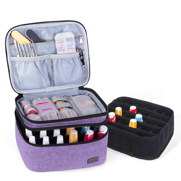 LUXJA Nail Polish Carrying Case Holds 20 Bottles 15ml 05 floz Portable Organizer Bag for Nail Polish and Manicure Set La