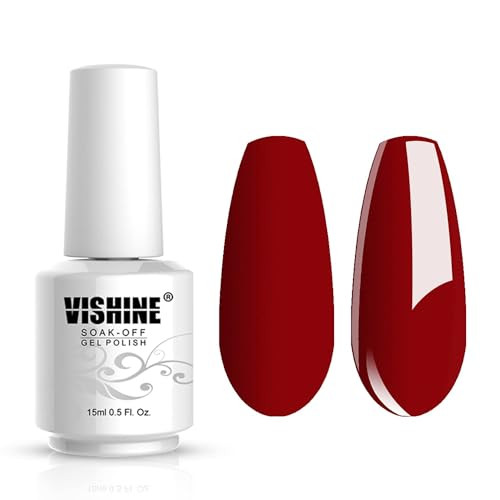 Vishine Gelpolish Lacquer Shiny Color Soak Off UV LED Gel Nail Polish Professional Manicure Bright Red1535