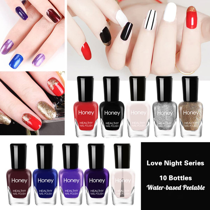 Tophany Non Toxic Nail Polish Set Easy Peel Off and Fast Dry Nail Polish Set for Pack Eco Friendly and Organic Water Bas