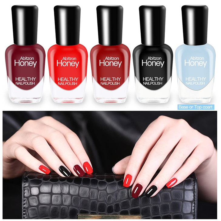 Abitzon New Nail Polish Set 10 Bottles NonToxic EcoFriendly Easy Peel Off and Quick Dry Water Based Nail Polish
