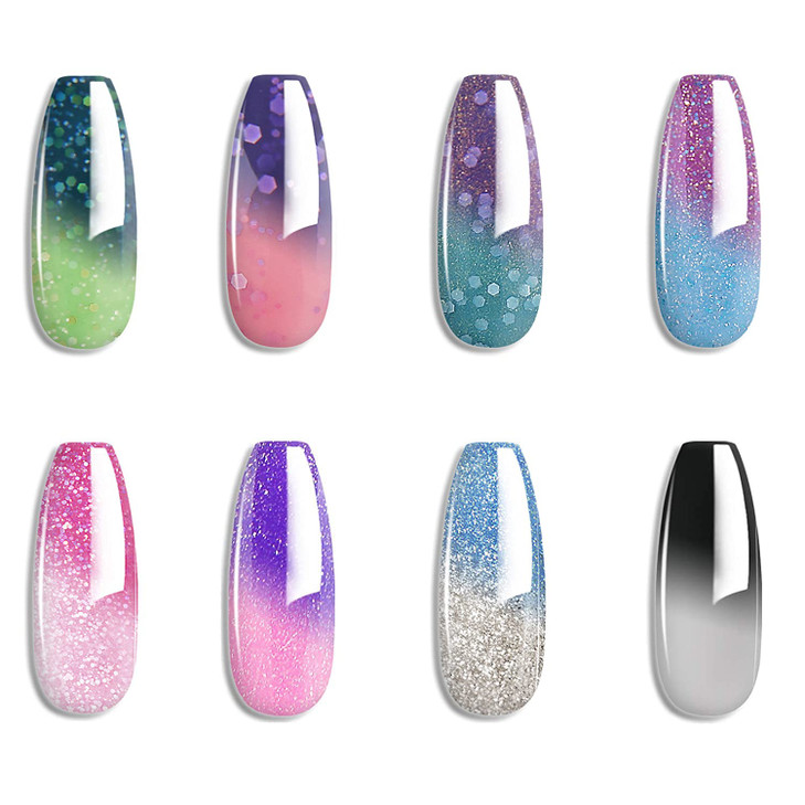 Omainy Gel Nail Polish Set Color Changing Gel Nail Polish Set Purple Blue Pink Red Laverder Wind Red Black Color Changin