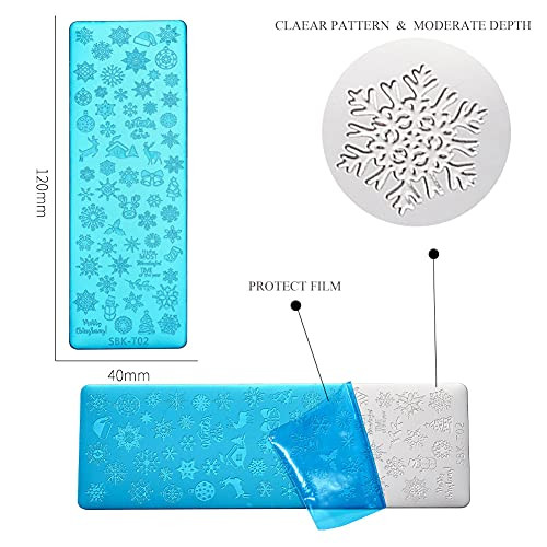 WOKOTO 6Pcs Nail Polish Stamping Plates Kit Flower Butterfly Rose Snowflake Image Templates Stamping Plates for Christma
