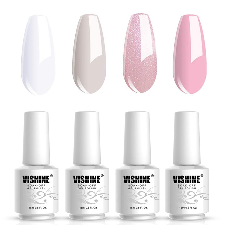 Vishine Nail Art UV LED Lamp Gel Polish Longlasting Manicure Kit 4 Colors Set C183