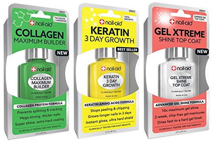 NAILAID Collagen Base Keratin Growth Gel Top Coat Clear 3 Count