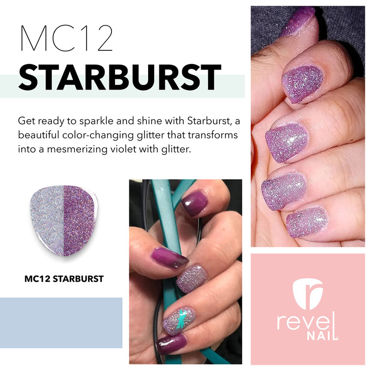 Revel Nail Dip Powder Purple Glitter Dip Powder for Nails Chip Resistant Dip Nail Powder with Vitamin E and Calcium DIY