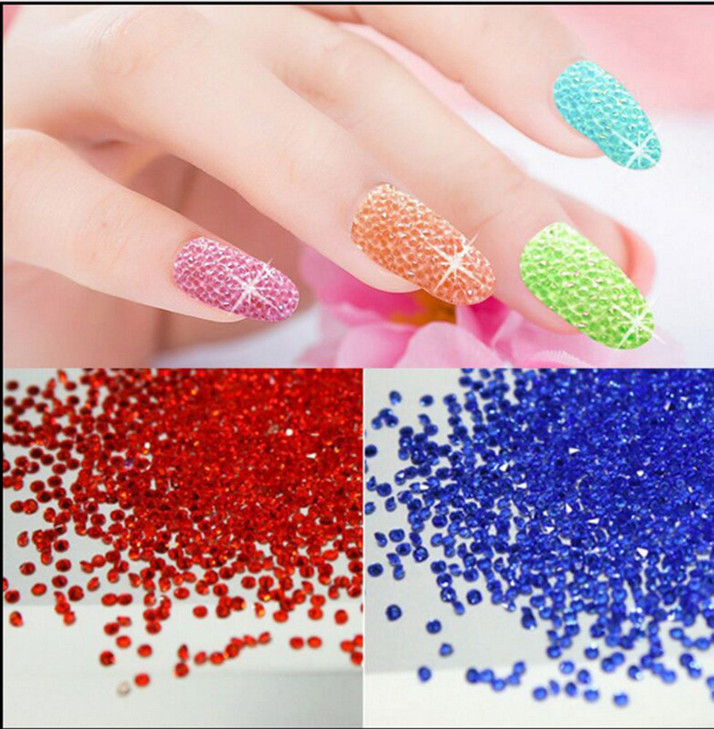 Minejin Nail Art Micro Rhinestones 3D DIY Mini Caviar Gems Phone Case Decoration Point Back Beads 1440Pcs Champagne With