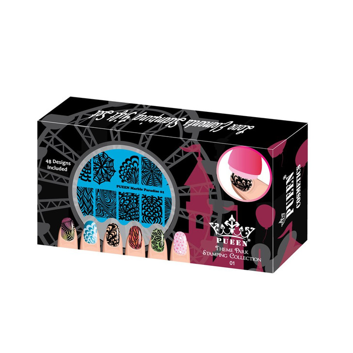 PUEEN Nail Art Stamping THEME PARK GIFT SET 014 Theme Park Plates 125x65mm Unique Nailart Polish Stamping Manicure Image