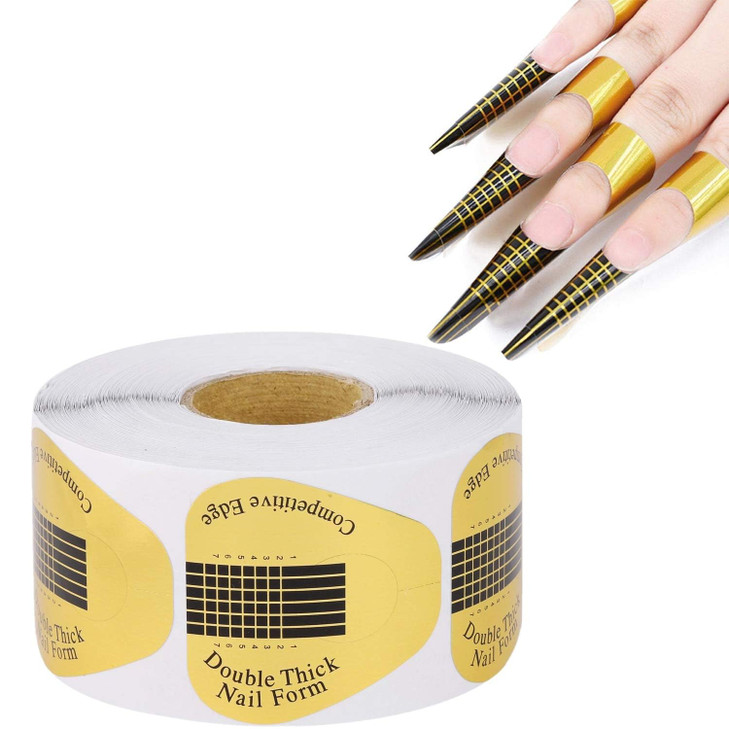 300 Pieces Acrylic Nail Form Sticker Nail Sculpting Forms Golden Horseshoeshaped Nail Extension Forms for Builder Gel an