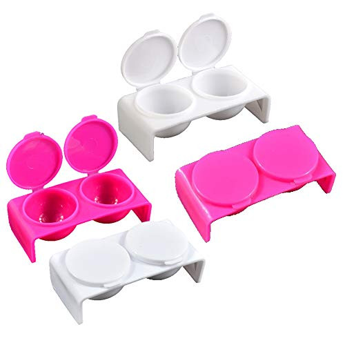 4 Pieces Plastic Double Dappen Dish Plastics Nail Art Tools Bowl Cup Soaking Dappen Dish with Lid for Mixing Acrylic Pow