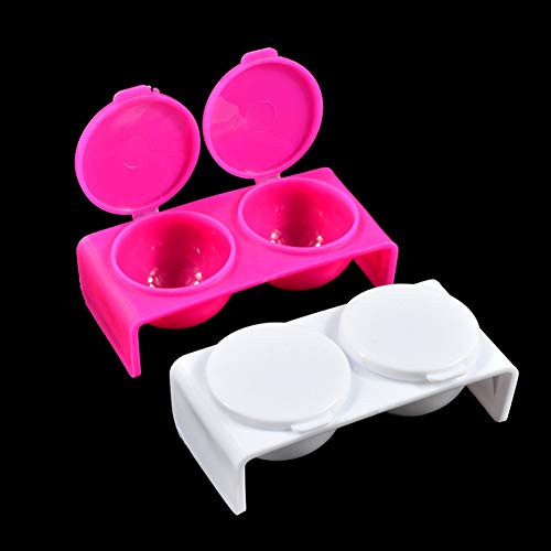 4 Pieces Plastic Double Dappen Dish Plastics Nail Art Tools Bowl Cup Soaking Dappen Dish with Lid for Mixing Acrylic Pow