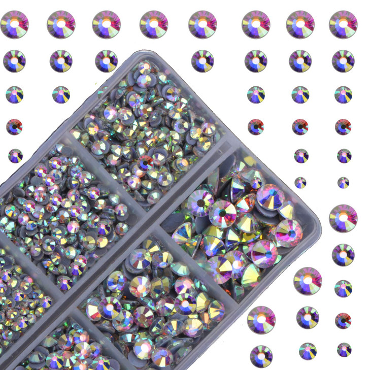 4000pcs Hot Fix Round Crystals Gems Glass Stones Hotfix Flat Back Rhinestones Crystal AB