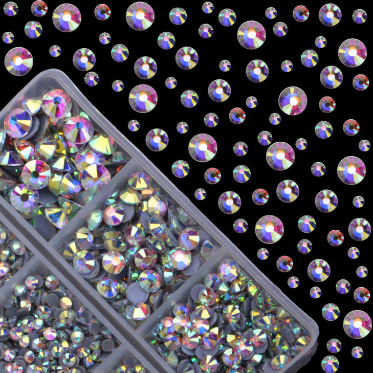 4000pcs Hot Fix Round Crystals Gems Glass Stones Hotfix Flat Back Rhinestones Crystal AB