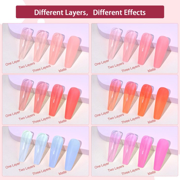 SAVILAND Jelly Gel Nail Polish Set 30 Colors Translucent Nude Pink Transparent Nail Polish Set with 180 SheerMatteGlossy