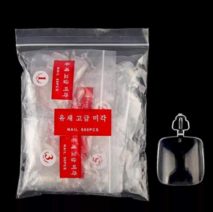 DNHCLL 600 PCS 12 Sizes False Toenails Full Cover Artificial French Acrylic Toenails for Nail Salons and DIY Nail Art Tr