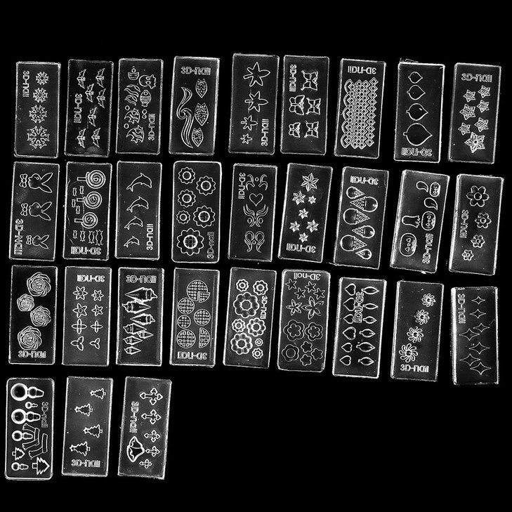 SING F LTD 30 Style Durable 3D Acrylic Mold for Nail Art DIY Decoration Design Silicone