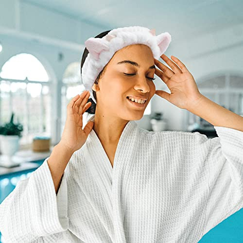 Hofar Face Wash Headband Hairband with Cow Horns Coral Fleece Cartoon Cute Creative Hair Accessories (Z-White) online at globaldelivered