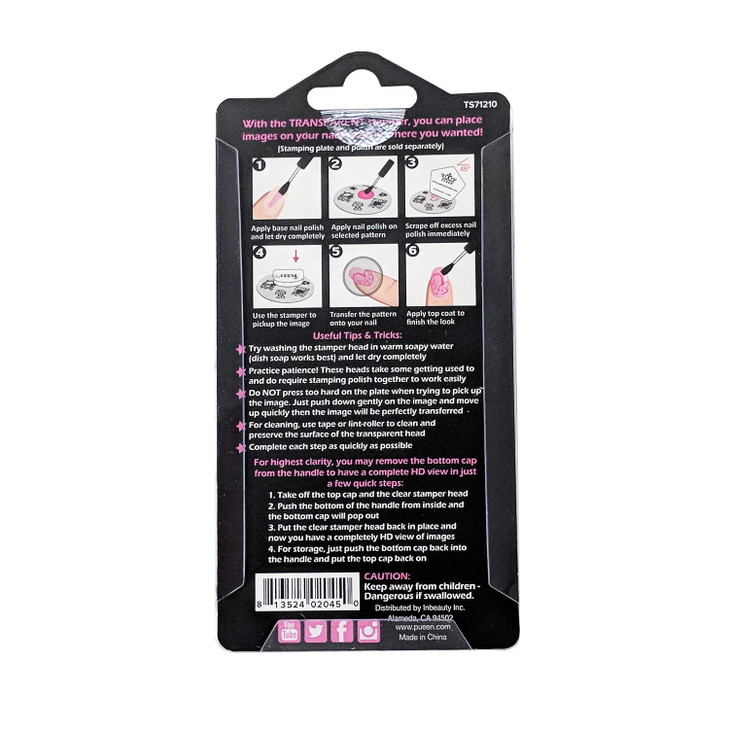 PUEEN 35mm HD Chunky Transparent Soft Stamper and Scraper Set Nail Art Stamping Tools CLEAR BH000706