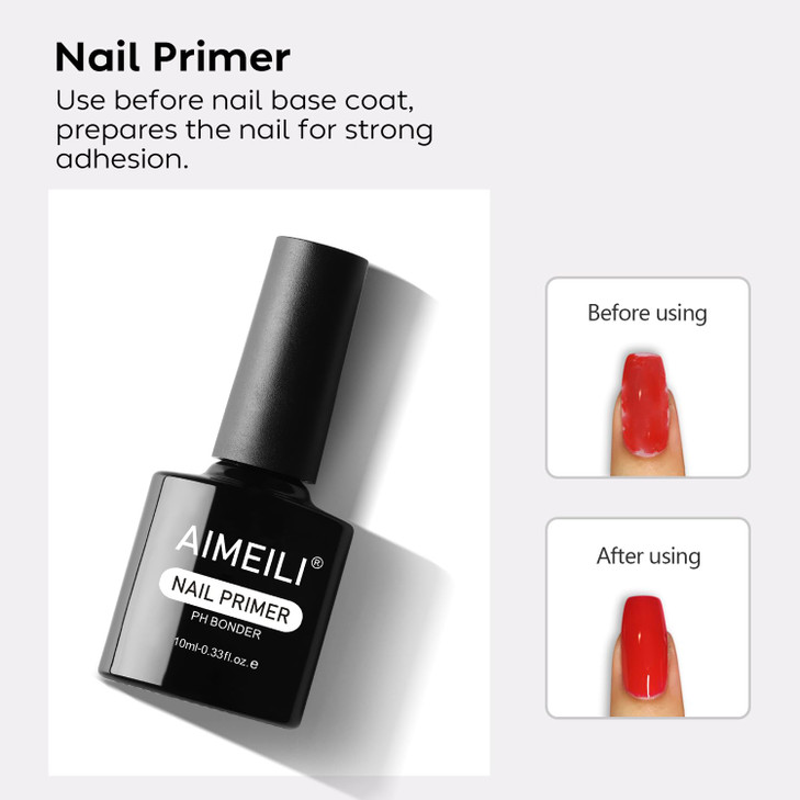AIMEILI Nail Prep Bond Primer U V LED Gel Foundation for Acrylic Powder and Builder Nail Gel