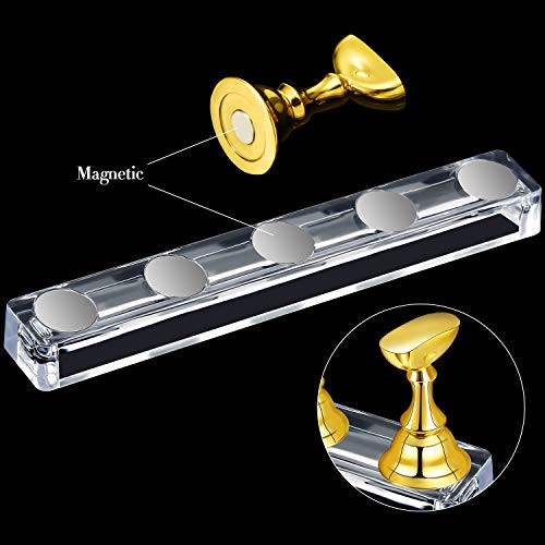 4 Set Nail Tips Holders Magnetic Acrylic Nail Practice Stands Fingernail Display Stands Manicure Training Holder and 126