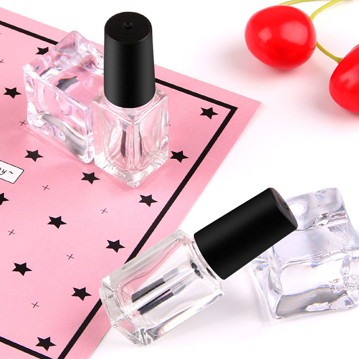 GTHER 20PCS 5ML Small Empty Nail Polish Glass Bottles with Brush Cap Funnel Mixing Balls for Nail Art Sample Matte Black