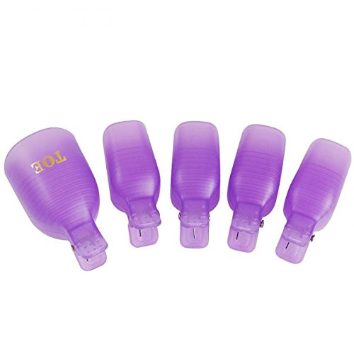Yimart Pack of 10 Reusable Plastic Toenail Nail Art Soak Off Cap Clip UV Gel Polish Remover Wrap Tool Purple