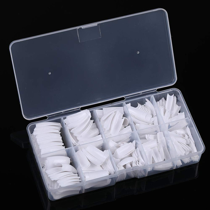 Yimart French False Nail Tips French Nail Art Tips 500pcs White French Acrylic Style Artificial False Nails Tips With Bo