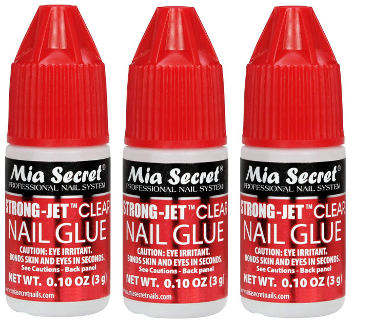 3pcs Mia Secret StrongJet Clear Drop On Nail Glue Fast Drying and Long Lasting