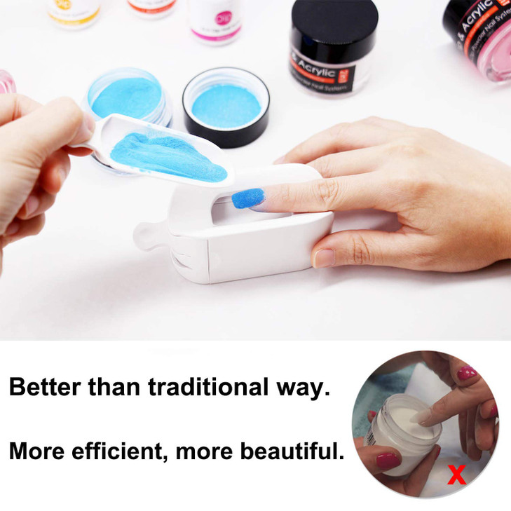 2 in 1 Dip Powder Recycling System French Tip Model Dip Nail Tray Dip Powder Nail Glitter Holder Saver White