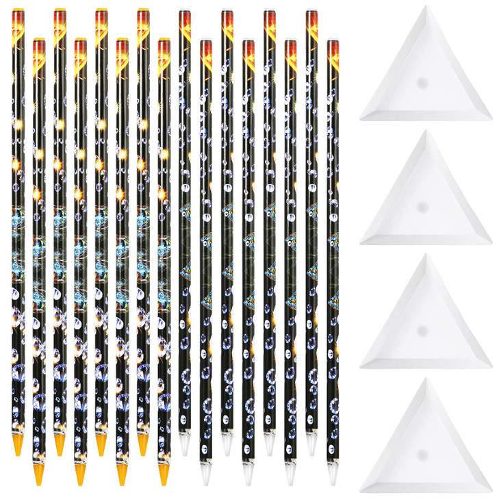 20 Pcs Rhinestone Picker Pen Set 16 Yellow and White Self Adhesive Nail Dotting Wax Pen with 4 Triangular Bead Separator
