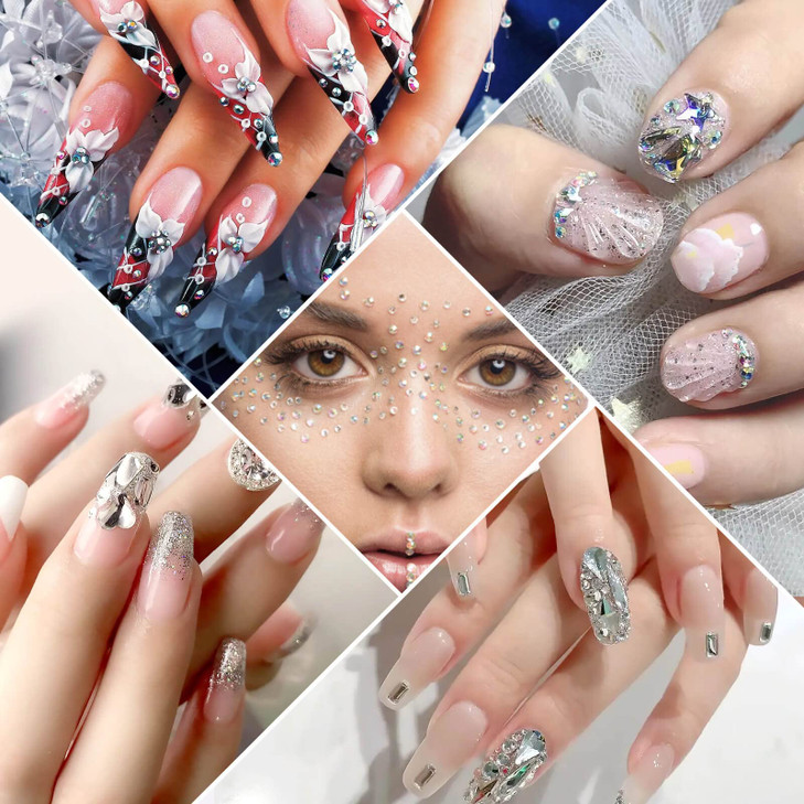 Anezus 4728Pcs Nail Gems with Crystals Rhinestones Jewls Pickup Tool Pen for Nails Nail Art Supplies Diamond Stones for