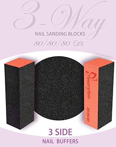 Maryton Nail Buffer Mini Block Files 100120 Grit for Acrylic Nails 130 Count White