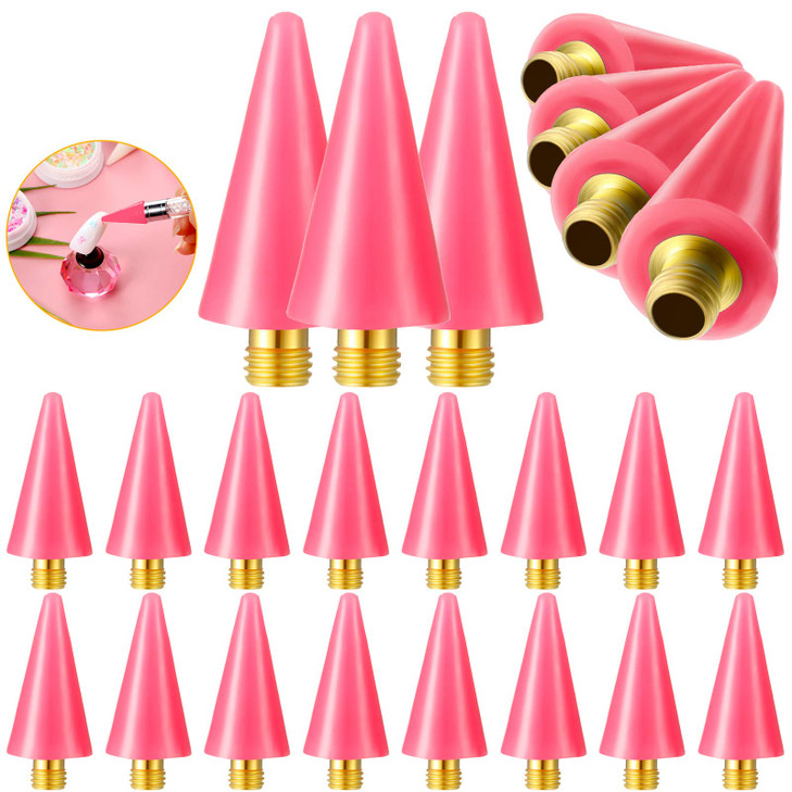 Blulu 16 Pcs Wax Head Tips Rhinestone Picker Tool Rhinestones Replacement Diamond Painting Tips for Nail Dotting Pen to