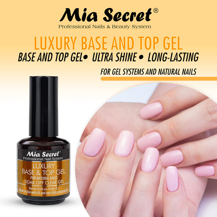 Mia Secret Luxury Base and Top Coat Clear Gel Polish 15ml High Gloss Gelux Compatible