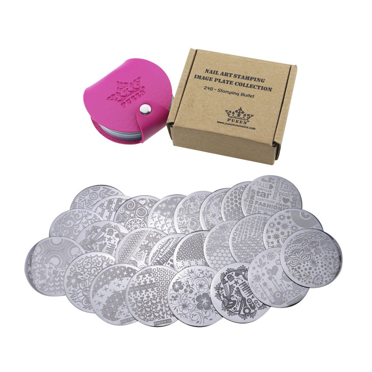 PUEEN Nail Art Stamp Collection Set 24B STAMPING BUFFET NEW INVENTION Set of 24 All You Can Stamp Full Size Stamping Ima