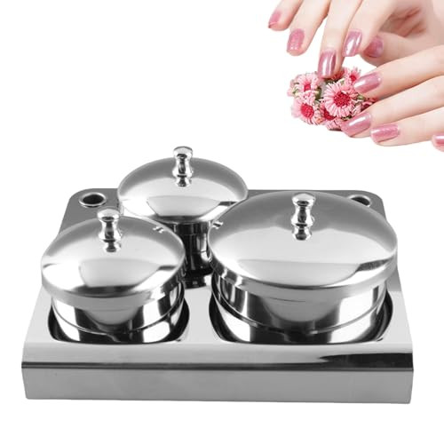 Nail Liquid Container Mini Stainless Steel Dish Pot Liquid Powder Cup Lid Bowl Nail Art Tools Acrylic Nail Art Equipment